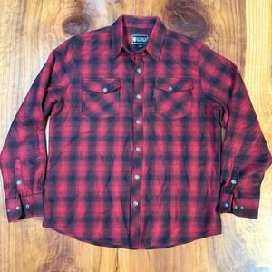 Outback Trading Shirt Mens L Button Up Flannel Wool L/S Mountain Elk Outdoor RR3